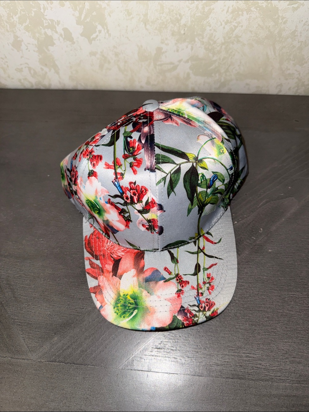 Floral Print Women's Baseball Cap - Gray with Multicolor Flowers